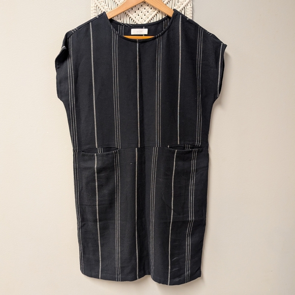OAK + FORT Dresses & Skirts - OAK + FORT Black Mini Dress Sheath Cotton Pockets Minimalist Small